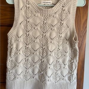 Lucky Brand Cream Open-Knit Sweater Vest - worn once
